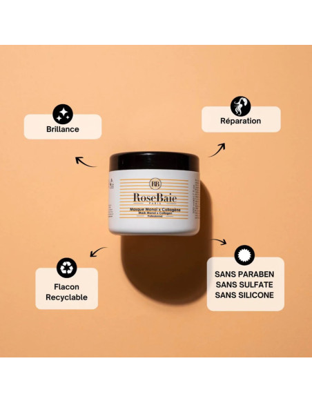 Masque réparateur cheveux secs et abîmés — Monoï de Tahiti & Collagène hydrolysé