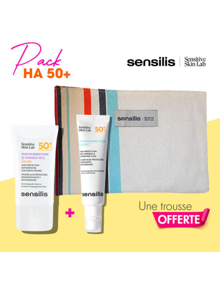 Pack Sensilis Photocorrection SPF50+ Fluide Invisible HA et D-Pigment Color Mousse avec trousse offerte