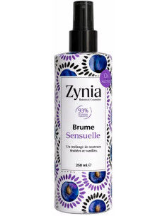 Brume Parfumée Sensuelle Zynia 250ml sans paillettes – body splash fruitée vanillée, corps et cheveux