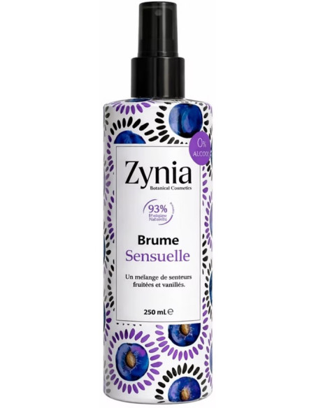 Brume Parfumée Sensuelle Zynia 250ml sans paillettes – body splash fruitée vanillée, corps et cheveux