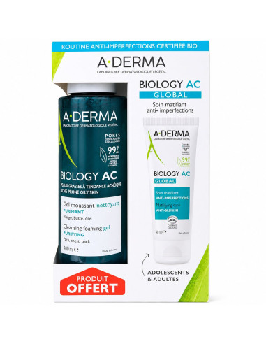Soin matifiant anti-imperfections "BIOLOGY AC GLOBAL" 40ML aderma