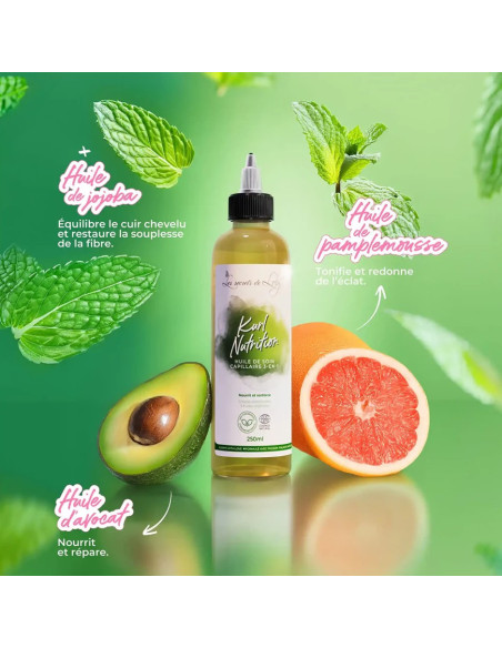 Kurl Nutrition – Huile capillaire 3-en-1 bain d'huile, finition & spray 250ml | Les Secrets de Loly